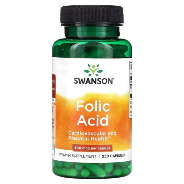 Фолієва кислота Swanson Folic Acid 800 mcg, 250 капсул