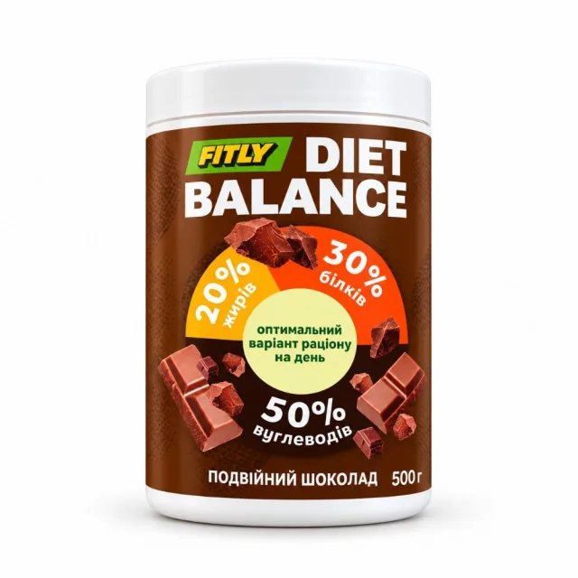 Функціональний коктейль Fitly Diet Balance, 500 грам - Подвійний шоколад