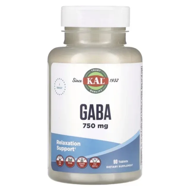 Гамма-аминомасляная кислота KAL GABA 750 mg, 90 таблеток для поддержки нервной системы