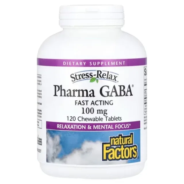 Гамма-аміномасляна кислота Natural Factors Stress-Relax Pharma GABA 100 mg, 120 желеек для спокою