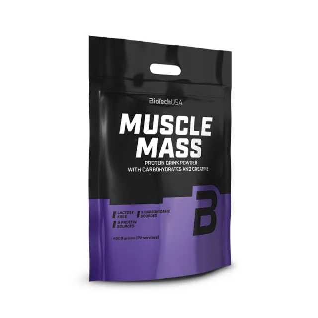 Гейнер BioTech Muscle Mass, 4 кг - Полуниця