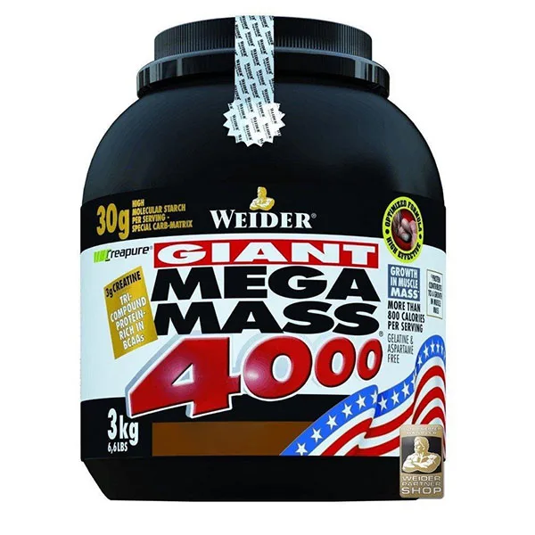 Гейнер Weider Mega Mass 4000, 3 кг - Ваніль