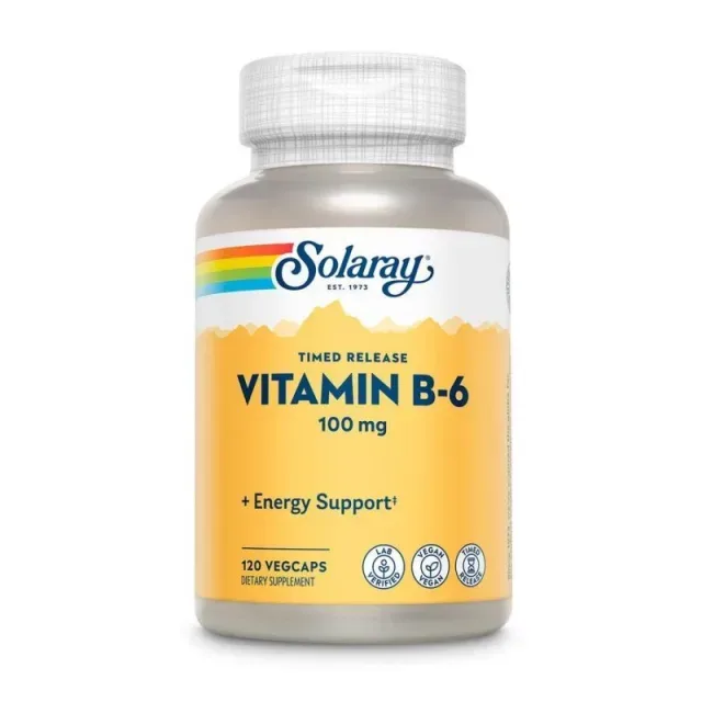Гидрохлорид пиридоксина Solaray Vitamin B6 Timed-Release, 120 вегакапсул