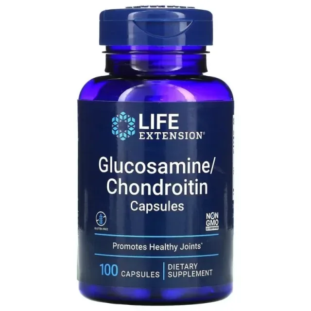 Глюкозамін та хондроїтин Life Extension Glucosamine/Chondroitin, 100 капсул для підтримки хрящів та суглобів