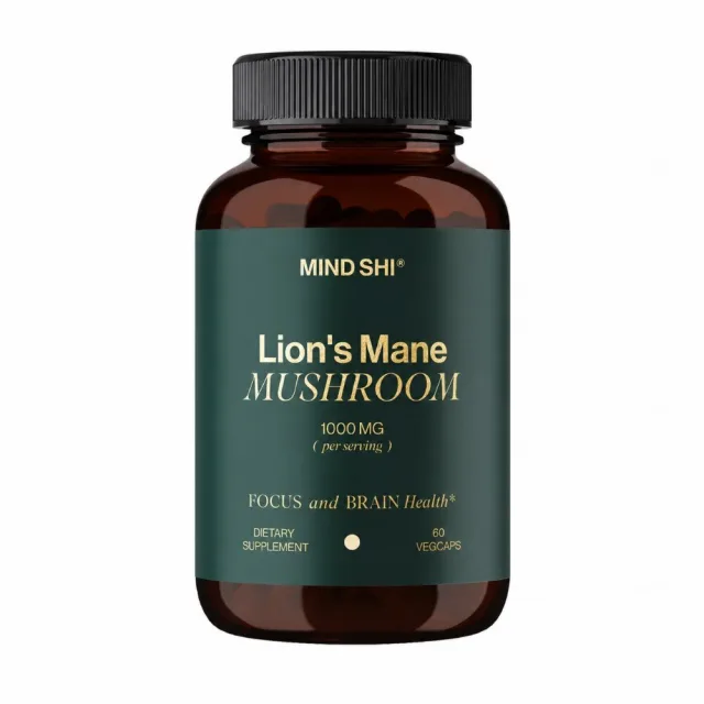 Гриб левова грива Mind Shi Lion's Mane Mushroom 1000 mg, 60 вегакапсул - Термін 10.26