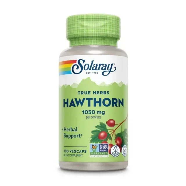 Ягоды боярышника Solaray True Herbs Hawthorn Berry 1050 mg, 100 вегакапсул