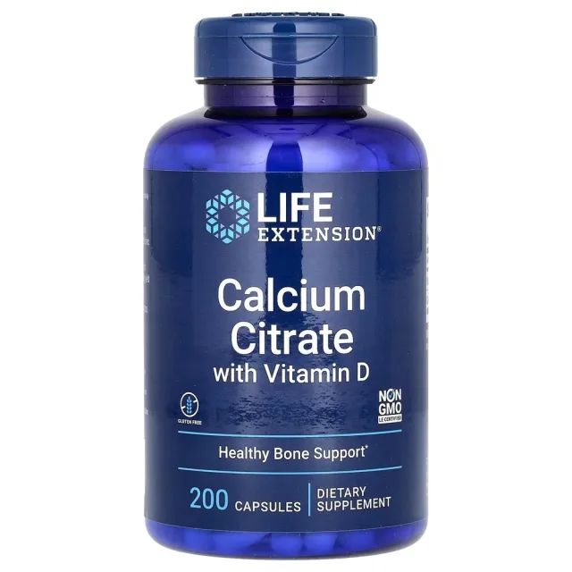 Кальций цитрат та вітамін D3 Life Extension Calcium Citrate with Vitamin D, 200 вегакапсул для підтримки кісток