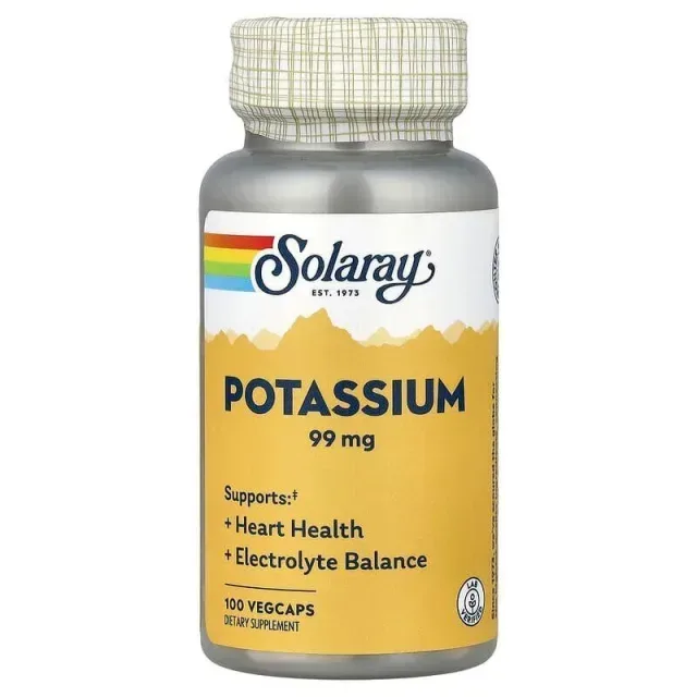 Калій Solaray Potassium 99 mg, 100 вегакапсул