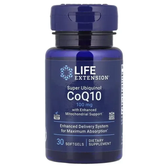 Коензим Q10 Life Extension Super Ubiquinol CoQ10 100 mg with Enhanced Mitochondrial Support, 30 капсул з покращеною мітохондріальною підтримкою
