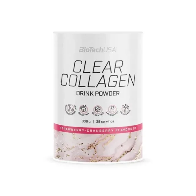 Колаген BioTech Clear Collagen Drink Powder, 308 грам - Журавлина-полуниця