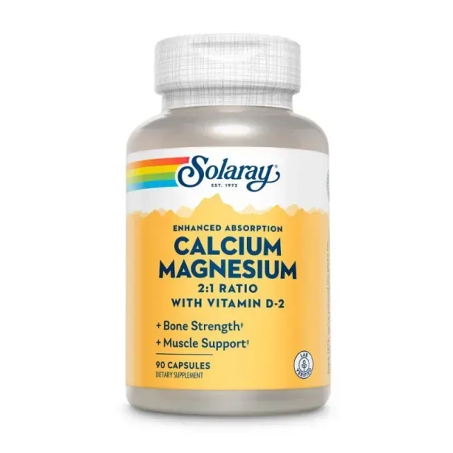 Комплекс мінералів Solaray Calcium & Magnesium Amino Acid, 90 капсул