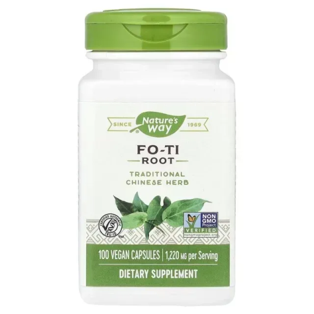 Корень гірчака багатоквіткового Nature's Way Fo-Ti Root, 100 вегакапсул для підтримки волосся, шкіри та нігтів