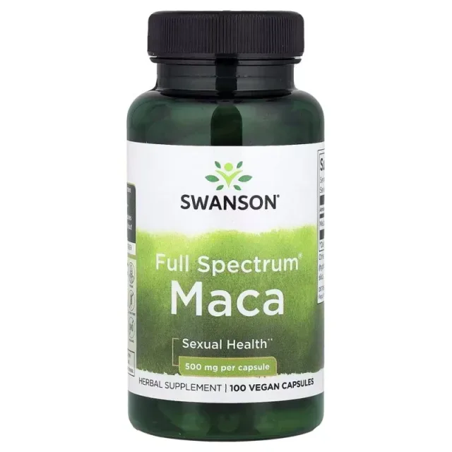Корінь мака перуанської Swanson Maca 500 mg Full Spectrum, 100 капсул для енергії та гормонального балансу