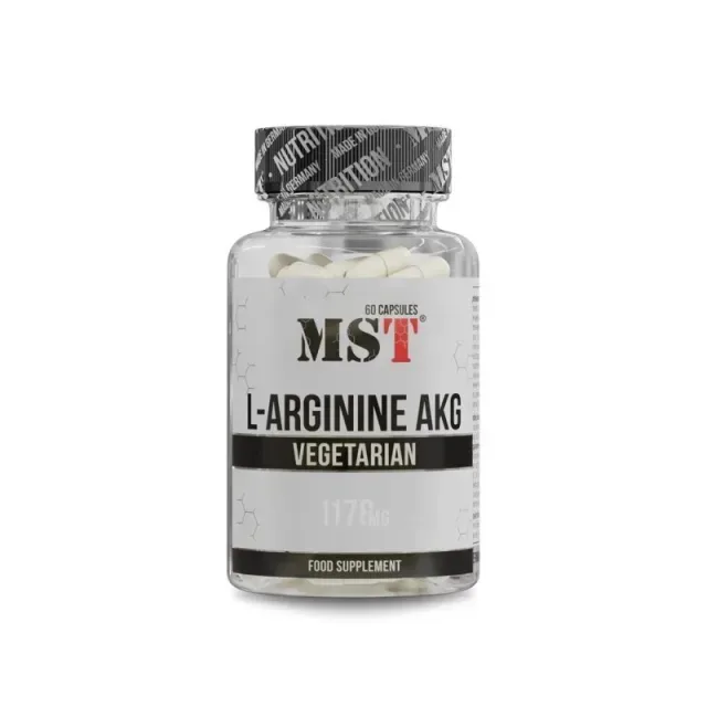 L-аргінін альфа-кетоглутарат MST Nutrition L-Arginine AKG, 60 капсул для покращення кровообігу