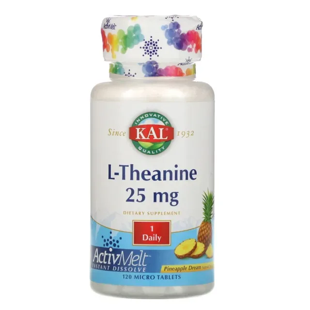 L-Theanine 25 mg, 120 таблеток, ананас