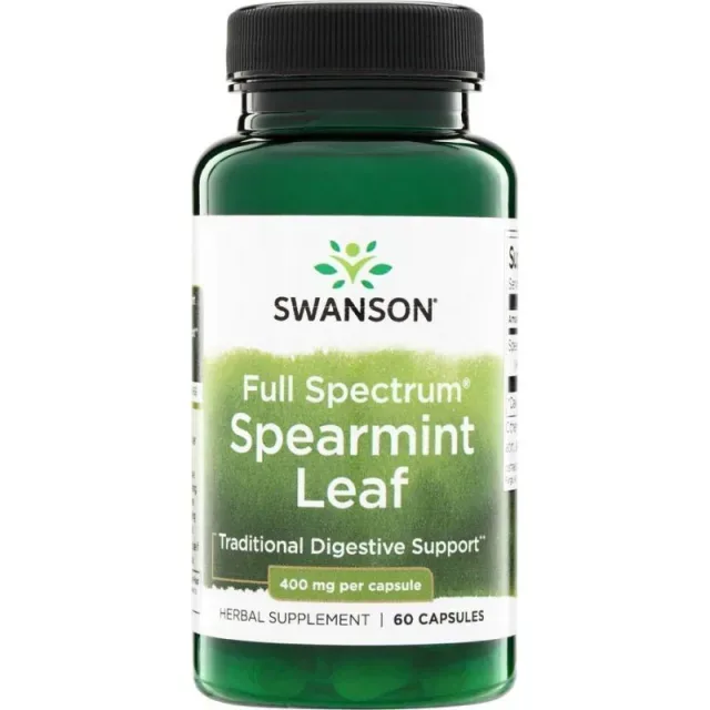 Листя м’яти колосистої Swanson Spearmint Leaf 400 mg Full Spectrum, 60 капсул
