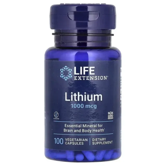 Літій оротат Life Extension Lithium 1000 mg, 100 вегакапсул для підтримки здоров'я мозку