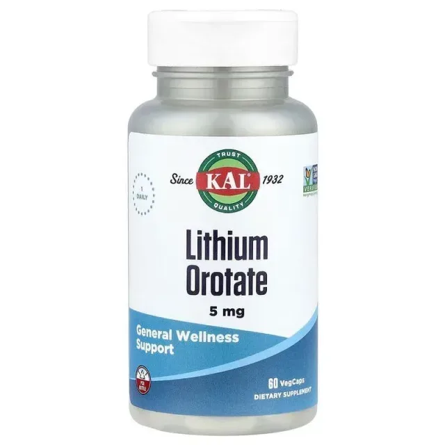 Литиум оротат KAL Lithium Orotate 5 mg, 60 вегакапсул