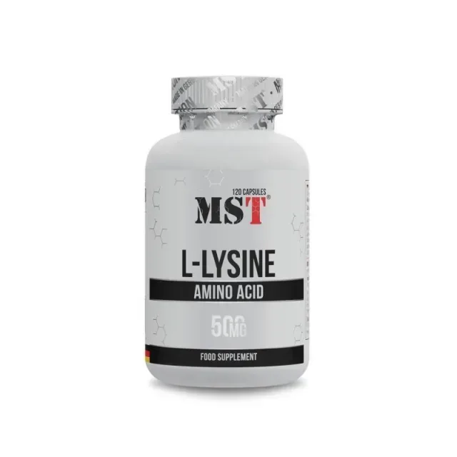 Лизин MST Nutrition L-Lysine, 120 капсул для поддержки иммунной системы