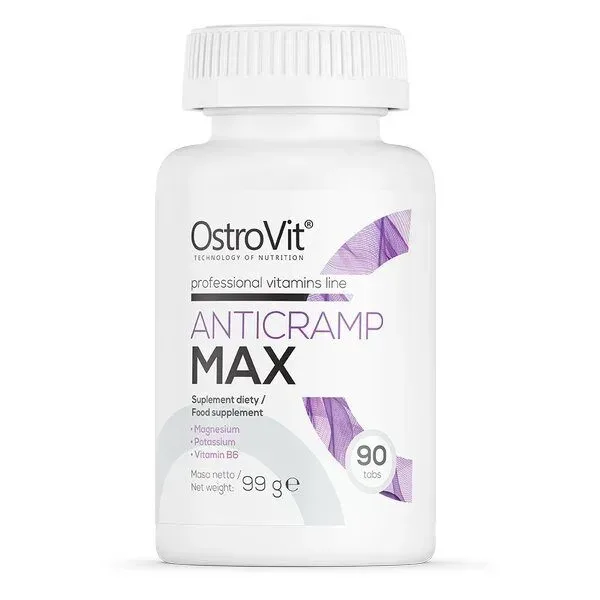 Магній, калій та вітамін B6 OstroVit Anticramp Max, 90 таблеток для підтримки м'язів