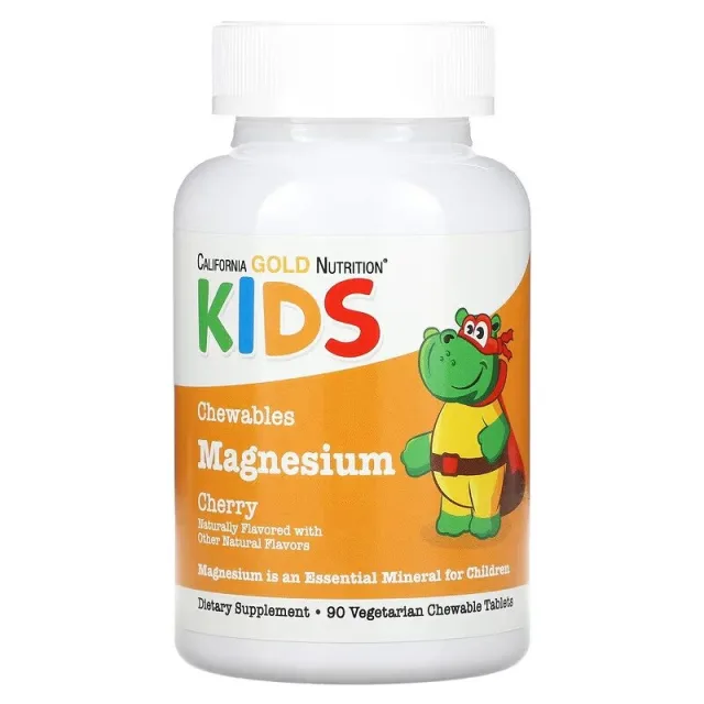 Магній для дітей California Gold Nutrition Magnesium for Children Chewable, 90 вегатаблеток - Вишня
