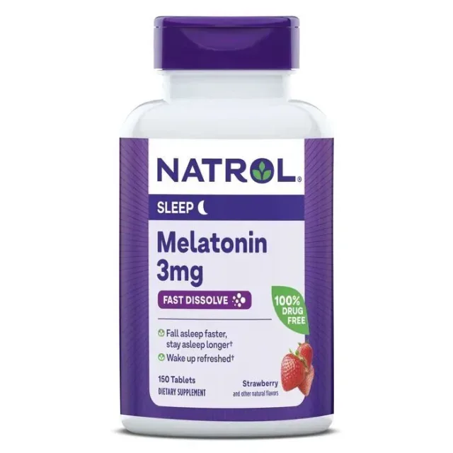Melatonin 3 mg Fast Dissolve, 150 таблеток, полуниця