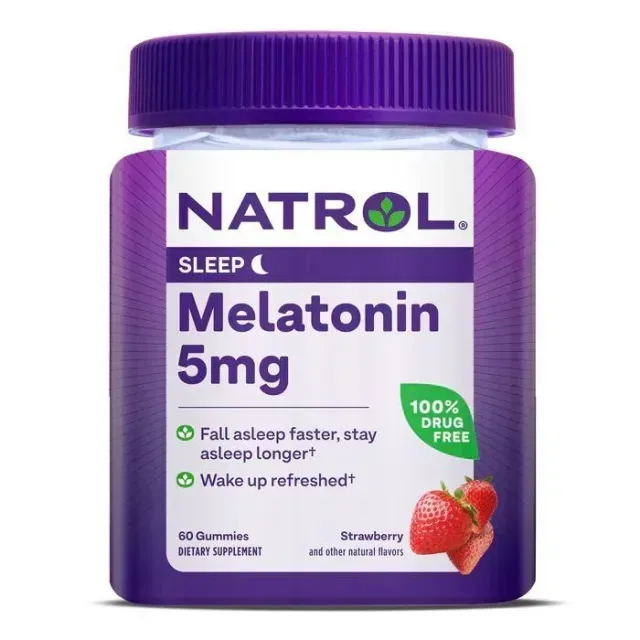 Мелатонин Natrol Melatonin 5 mg Gummies, 60 желейок - Клубника для хорошего сна