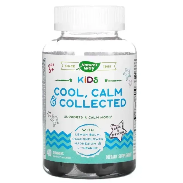 Меліса, пасифлора, магній та L-теанін Nature's Way Kids Cool, Calm & Collected, 40 желейок для дітей