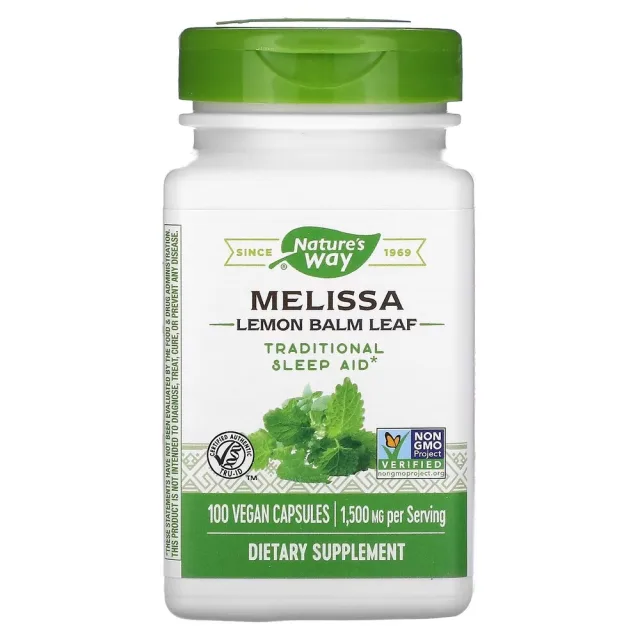 Мелисса Nature's Way Melissa Lemon Balm Leaf 500 mg, 100 вегакапсул для расслабления