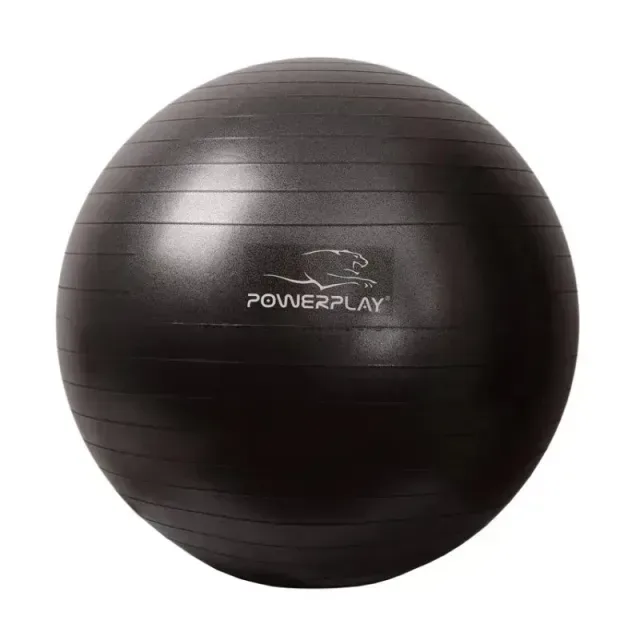 М'яч для фітнесу Power Play 4001 65 см, Black із насосом