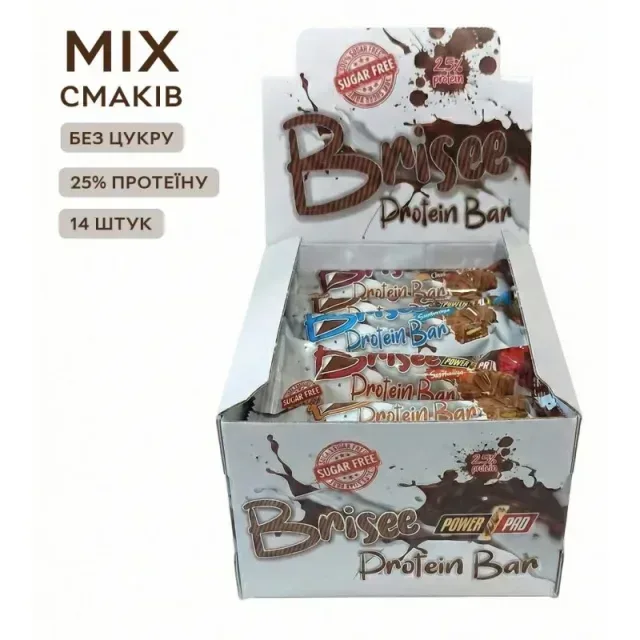 Микс батончиков Power Pro Brisee Protein Bar 25% Sugar Free, 14*55 грамм