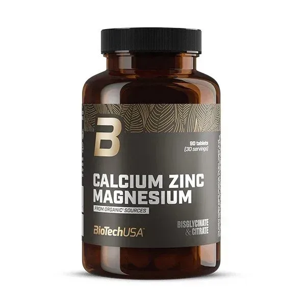 Минералы BioTech from Organic Sources Calcium Zinc Magnesium, 90 таблеток для поддержания здоровья костей и мышц