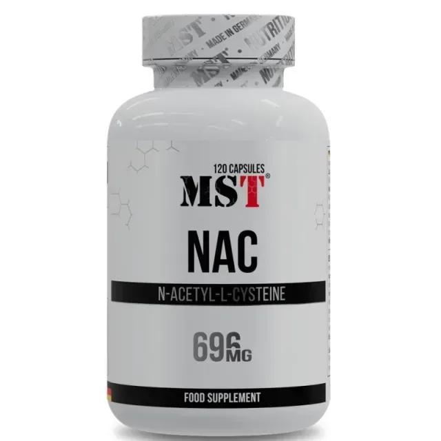 N-ацетил L-цистеин MST Nutrition NAC, 120 капсул для защиты печени и вывода токсинов