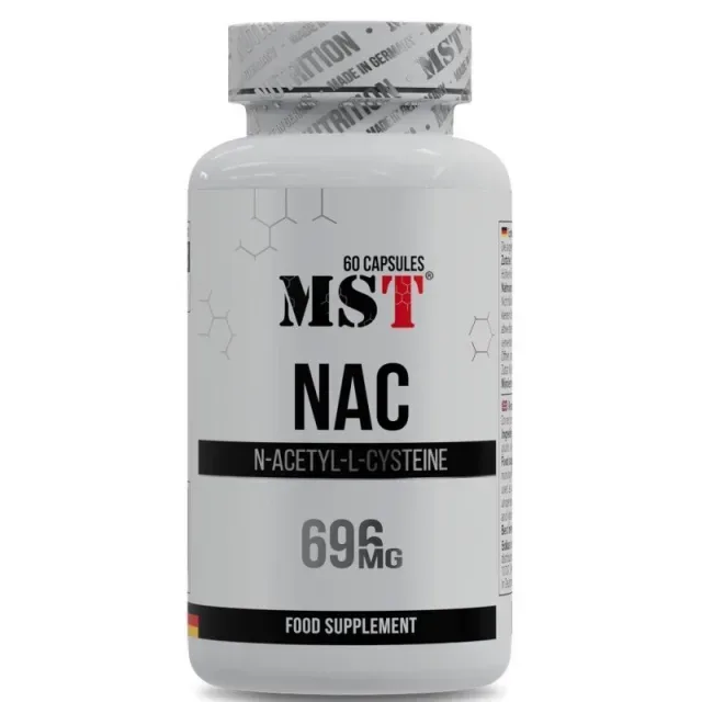 N-ацетил L-цистеїн MST Nutrition NAC, 60 капсул для захісту печінки та виведення токсинів