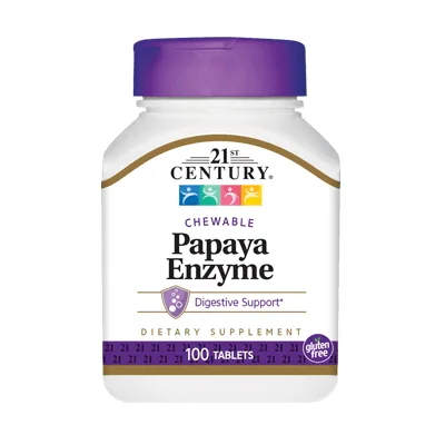 Натуральна добавка 21st Century Papaya Enzyme, 100 жувальних таблеток
