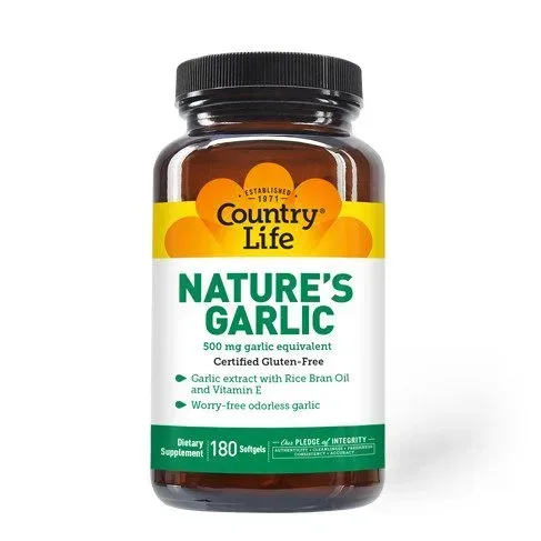 Натуральна добавка Country Life Nature's Garlic, 180 капсул
