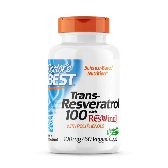 Натуральна добавка Doctor's Best Trans-Resveratrol with Resvinol 100 mg, 60 вегакапсул