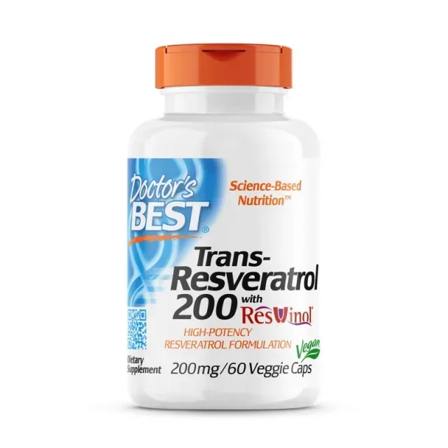 Натуральна добавка Doctor's Best Trans-Resveratrol with Resvinol 200 mg, 60 вегакапсул
