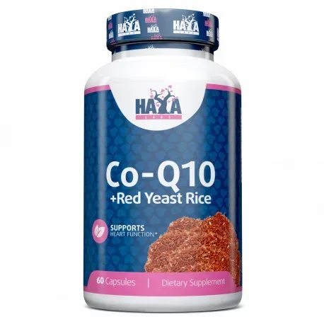 Натуральна добавка Haya Labs Co-Q10 and Red Yeast Rice, 60 капсул
