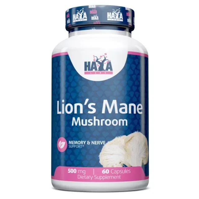 Натуральна добавка Haya Labs Lion's Mane Mushroom 500 mg, 60 капсул