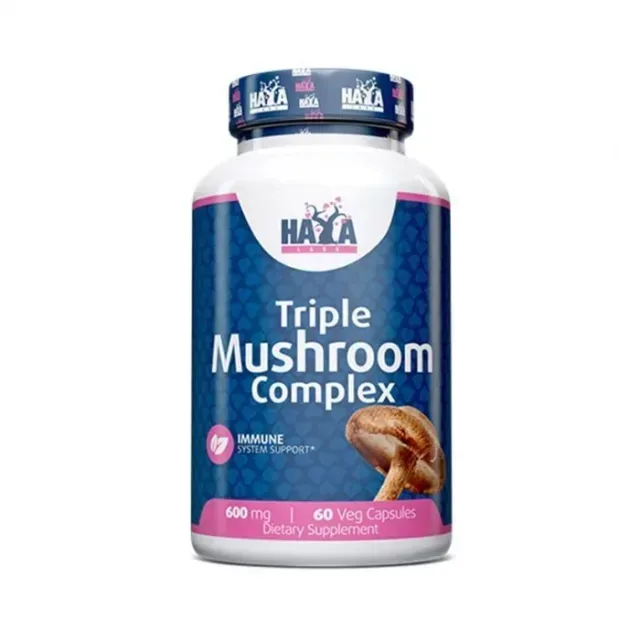 Натуральная добавка Haya Labs Triple Mushroom Complex, 60 вегакапсул