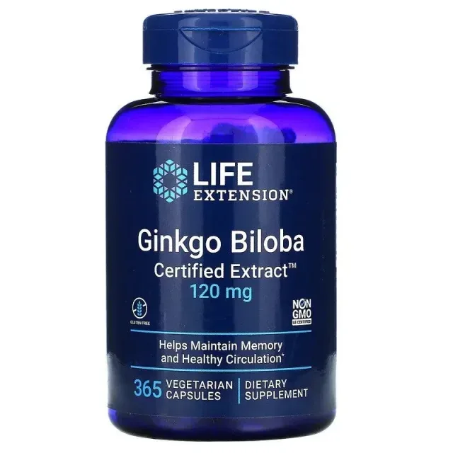 Натуральная добавка Life Extension Ginkgo Biloba Certified Extrac 120 mg, 365 вегакапсул