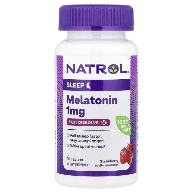Натуральная добавка Natrol Melatonin 1 mg Fast Dissolve, 90 таблеток клубника
