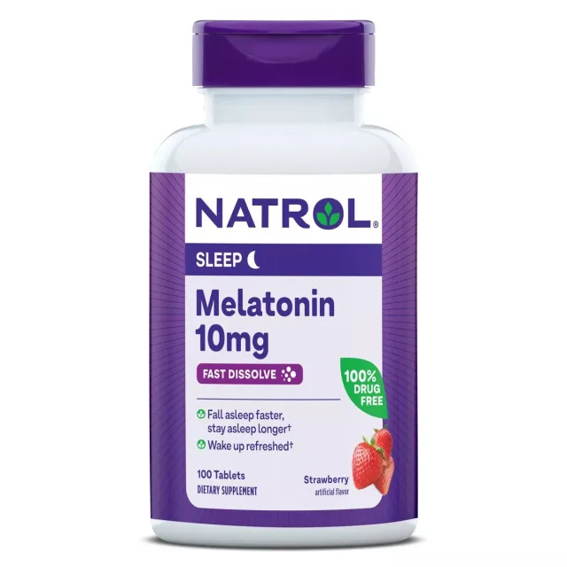 Натуральна добавка Natrol Melatonin 10 mg Fast Dissolve, 100 таблеток - Полуниця