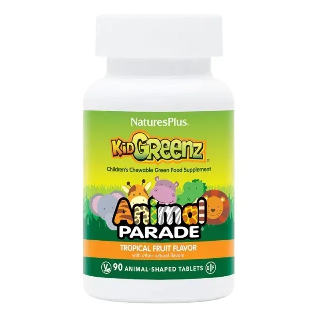 Натуральна добавка Natures Plus Animal Parade KidGreenz Children’s Chewables, 90 жувальних таблеток - Тропічні фрукти