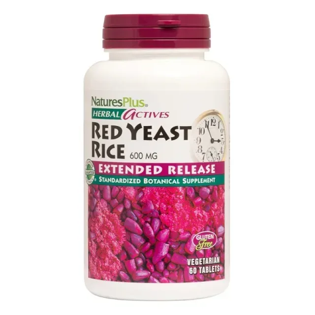 Натуральна добавка Natures Plus Herbal Actives Red Yeast Rice Extended Release, 60 таблеток