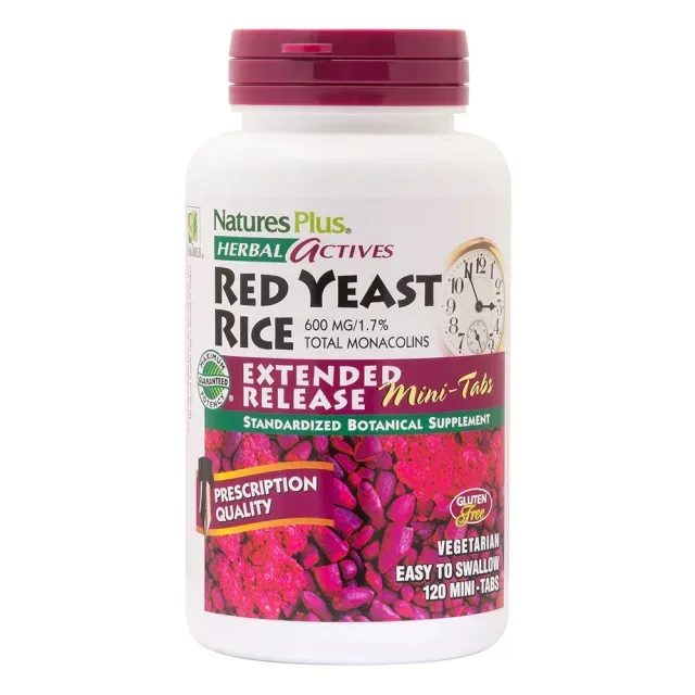 Натуральна добавка Natures Plus Herbal Actives Red Yeast Rice Extended Release, 120 міні таблеток