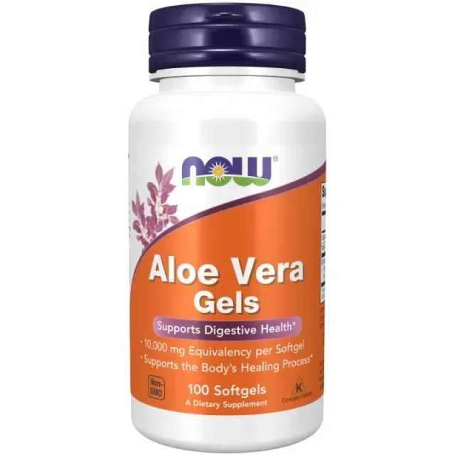 Натуральна добавка NOW Aloe Vera gels, 100 капсул