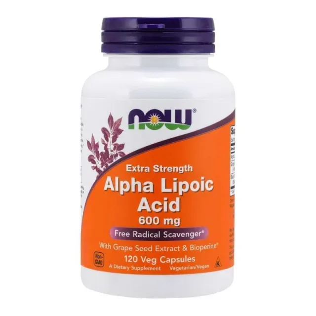 Натуральная добавка NOW Alpha Lipoic Acid 600 mg, 120 вегакапсул