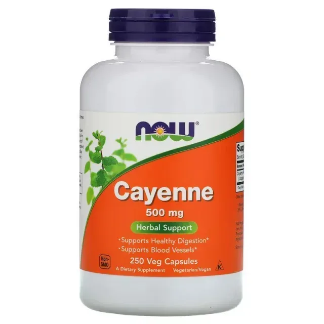 Натуральная добавка NOW Cayenne 500 mg, 250 вегакапсул